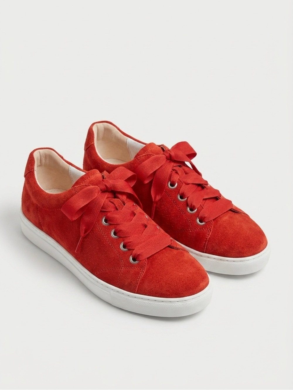 Ara Alexandria Fuego Red Suede Sneakers Womens 7.5 Ribbon Lace